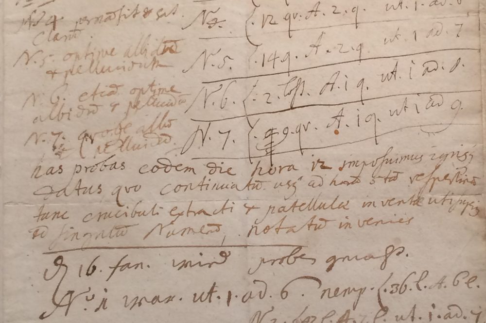 P 188 Page From Böttgers Notebook Showing His First Porcelain Tests 15 January 1708