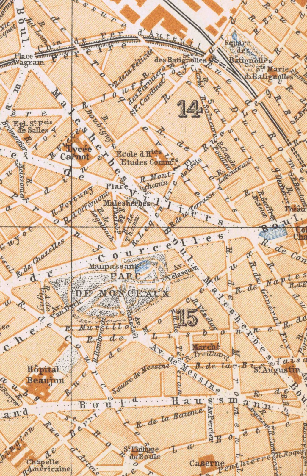 Plan  du quartier Monceau, avant 1935